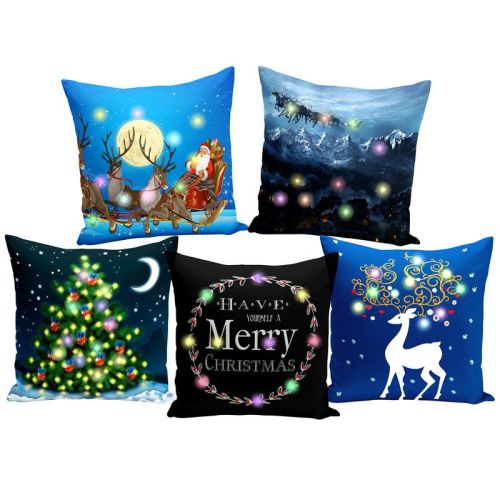 Christmas Glow LED Light Pillow Case Lantern Christmas Pillow Creative Printed Pillow Home Decor